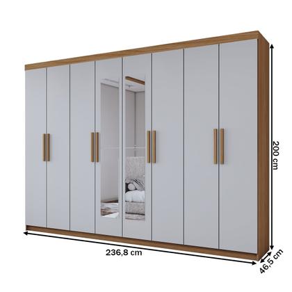 Imagem de Guarda-Roupa Casal Aurora Radiante 8 Portas 4 Gavetas com Espelho Marrocos/Off White - Panorama Móveis