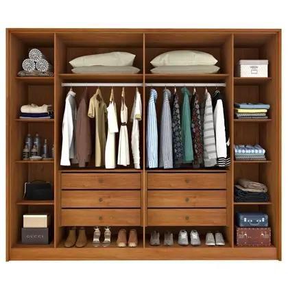 Imagem de Guarda Roupa Casal Barcelona 6 Portas 6 Gavetas Ripado Cinamomo Off White Tcil Móveis