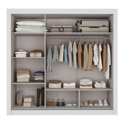 Imagem de Guarda Roupa Casal Barcelona CR35402 3 Portas de Correr com Espelho MDP Branco Multimóveis