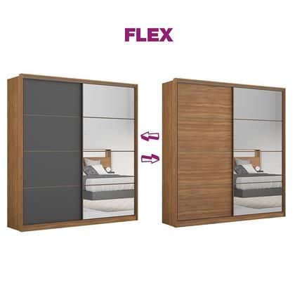 Imagem de Guarda Roupa Casal Belga 2 Portas em Espelho Amendola Grafito Flex - Demartêz