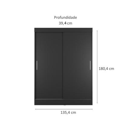 Guarda-Roupa Casal Boreal 2 Portas Preto - Mobly Imagem de Guarda-Roupa Casal Boreal 2 Portas Preto