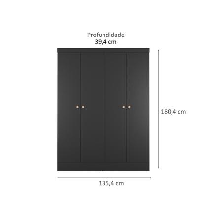 Imagem de Guarda-Roupa Casal Boreal 4 Portas Preto