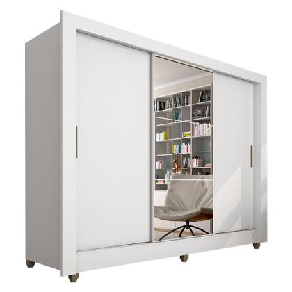 Imagem de Guarda Roupa Casal C/espelho 3 Pts 1 Gav Alice Branco - Móveis Arapongas