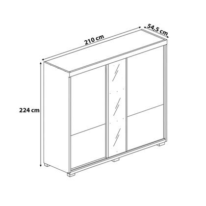 Imagem de Guarda Roupa Casal c/ Portas de Correr Reversíveis e Espelho