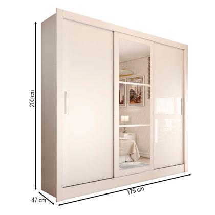Imagem de Guarda-Roupa Casal Cali Slim 3 Portas com Espelho Branco - Panorama Móveis