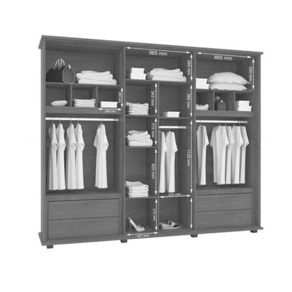 Imagem de Guarda-roupa Casal Canadá com Espelho 6 Portas com 4 Gavetas