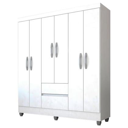 Imagem de Guarda Roupa Casal Cancun 6 Portas 2 Gavetas Branco - Móveis Arapongas