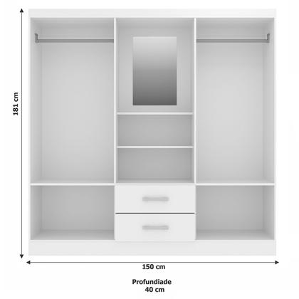 Imagem de Guarda-Roupa Casal Capelinha 4 Portas 2 Gavetas com Espelho Branco - Evidencia Móveis