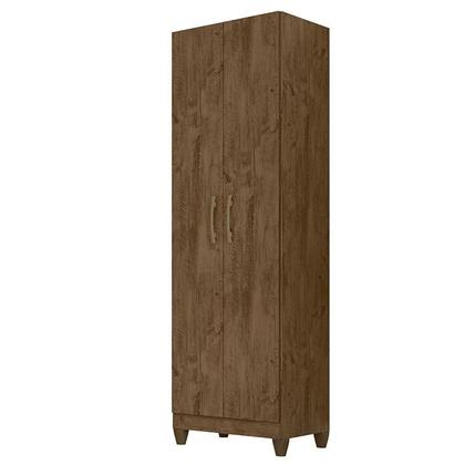 Imagem de Guarda Roupa Casal Capelinha Capri e Armário Multiuso New Íris Castanho Wood - Moval