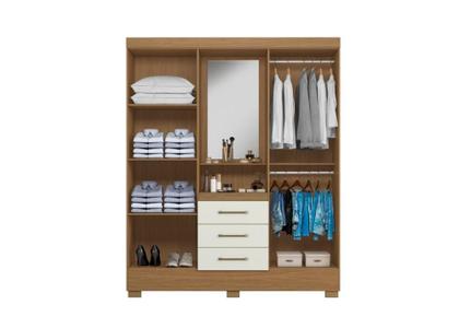 Imagem de Guarda Roupa Casal Capelinha Com Espelho Paris Atacama Off White - Aramóveis