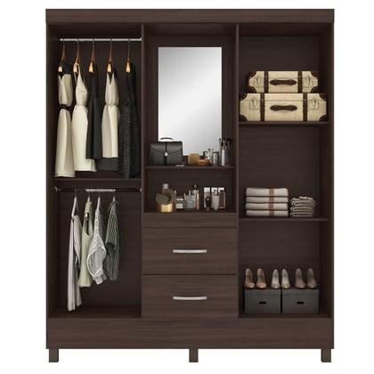 Imagem de Guarda Roupa Casal Capelinha Lord com Multiuso Viena com Comôda Astral Café - Demóbile