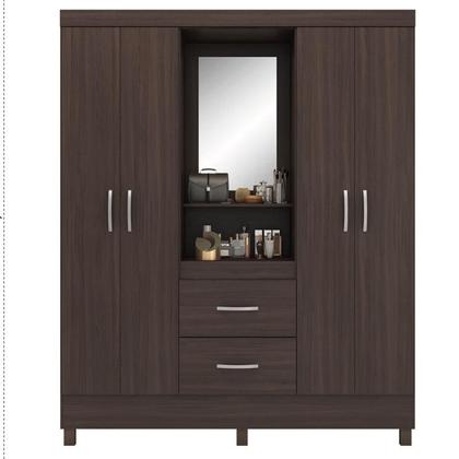 Imagem de Guarda Roupa Casal Capelinha Lord com Multiuso Viena com Cômoda Montevidéu Café Touch - Demóbile