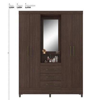 Imagem de Guarda Roupa Casal Capelinha Pérsia com Multiuso Golden com Cômoda Montevidéu Café Touch - Demóbile