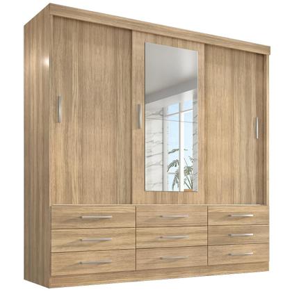 Imagem de Guarda Roupa Casal Capri 3 Portas Correr 9 Gav C/ Espelho