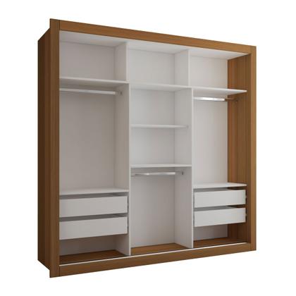 Imagem de Guarda-Roupa Casal Cardiff 3 Portas 4 Gavetas com Espelho Cinamomo - Panorama Móveis