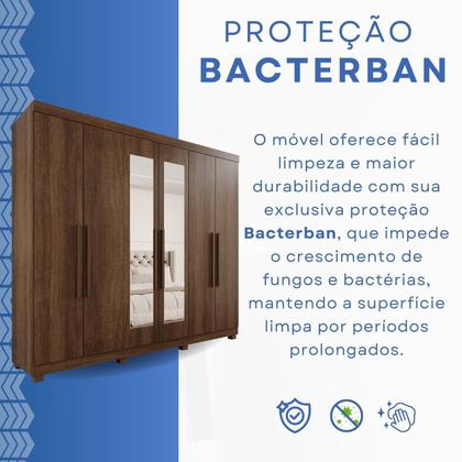 Imagem de Guarda-Roupa Casal Casal 6 Portas 3 Gavetas com Espelho com Pés Roma Espresso Móveis