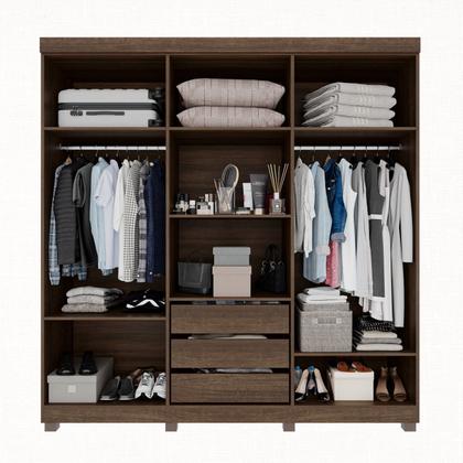 Imagem de Guarda-Roupa Casal Casal 6 Portas 3 Gavetas com Espelho com Pés Roma Espresso Móveis