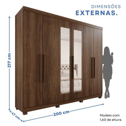 Imagem de Guarda-Roupa Casal Casal 6 Portas 3 Gavetas com Espelho com Pés Roma Espresso Móveis