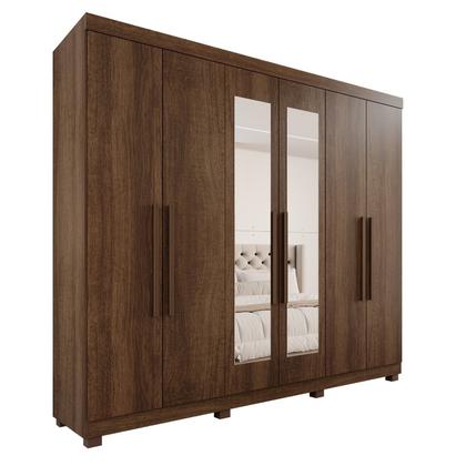 Imagem de Guarda-Roupa Casal Casal 6 Portas 3 Gavetas com Espelho com Pés Roma Espresso Móveis