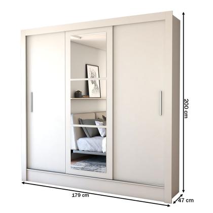 Imagem de Guarda-Roupa Casal Castela 3 Portas 3 Gavetas com Espelho Branco - Panorama Móveis