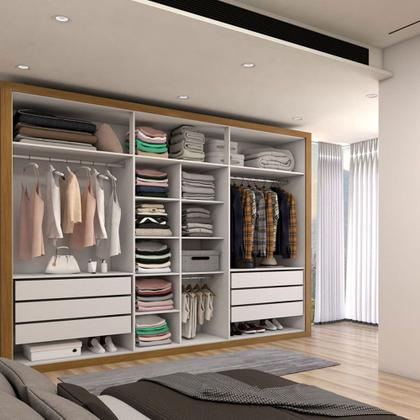 Imagem de Guarda-Roupa Casal Classic 6 Portas 6 Gavetas 100% Mdf com Espelho Cinamomo/Off White - Panorama Moveis