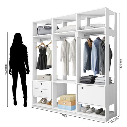 Imagem de Guarda Roupa Casal Closet Modulado com 3 Cabideiros 1 Porta 2 Gavetas Titan