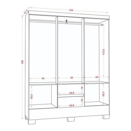 Imagem de Guarda Roupa Casal Coimbra 2005138 Atacama Grafite - Aramóveis