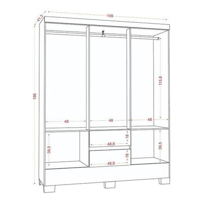 Imagem de Guarda Roupa Casal Coimbra 2005138 Com Armário Multiuso New 2000191 E Cômoda 2014148 Atacama Off White - Aramóveis