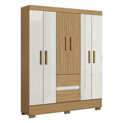 Imagem de Guarda Roupa Casal Coimbra 2005138 Com Armário Multiuso New 2000191 E Cômoda 2014148 Atacama Off White - Aramóveis