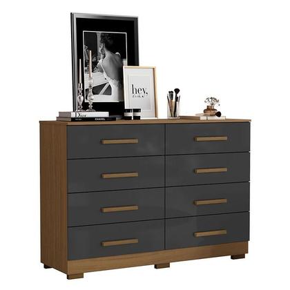 Imagem de Guarda Roupa Casal Coimbra 2005138 com Armário Multiuso New 2000192 e Cômoda 2014148 Atacama Grafite - Aramóveis