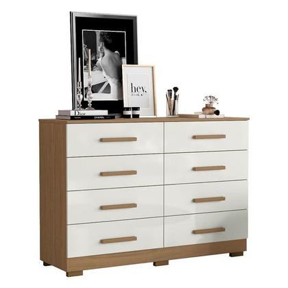 Imagem de Guarda Roupa Casal Coimbra 2005138 com Cômoda 8 Gavetas 2014148 e Armário Multiuso Florença 2000199 Atacama Off White - Aramóveis