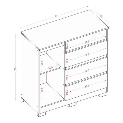 Imagem de Guarda Roupa Casal Coimbra 2005138 com Cômoda Sapateira 2014143 e Armário Multiuso Florença 2000199 Atacama Off White - Aramóveis