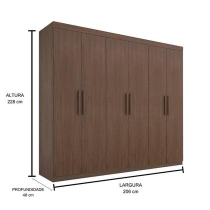 Imagem de Guarda Roupa Casal Colibri 6 Portas MDF Castanho