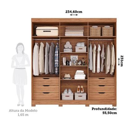 Imagem de Guarda Roupa Casal Com Espelho 100% Mdf 6 Portas 6 Gavetas Cecília Panan Móveis Cinamomo