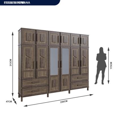 Imagem de Guarda-Roupa Casal com Espelho 12 Portas 4 Gavetas Rio Branco Premium