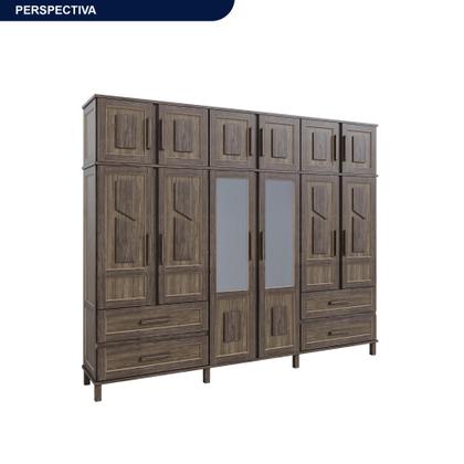 Imagem de Guarda-Roupa Casal com Espelho 12 Portas 4 Gavetas Rio Branco Premium
