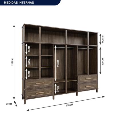 Imagem de Guarda-Roupa Casal com Espelho 12 Portas 4 Gavetas Rio Branco Premium