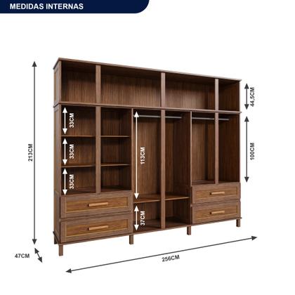 Imagem de Guarda-Roupa Casal com Espelho 12 Portas 4 Gavetas Rio Branco Premium Yescasa