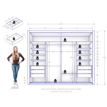 Imagem de Guarda Roupa Casal com Espelho 2 Portas 6 Gavetas Imperador Plus Zanzini