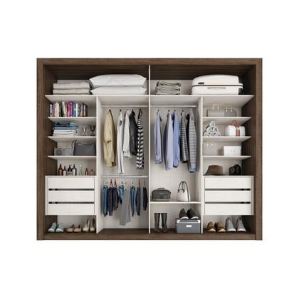 【Reina】 Guarda Roupas Casal com Espelho 2 Portas de Correr 6 Gavetas Imperador