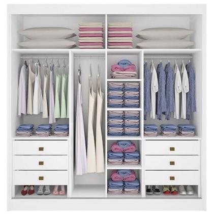 Imagem de Guarda Roupa Casal com Espelho 2 Portas 6 Gavetas - Titanium-Branco - Móveis D'Doro