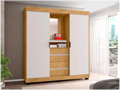 Imagem de Guarda-roupa Casal com Espelho 2 Portas de Correr 4 Gavetas Araplac Sintra CAP24024