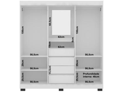 Imagem de Guarda-roupa Casal com Espelho 2 Portas de Correr 4 Gavetas Araplac Sintra CAP24024