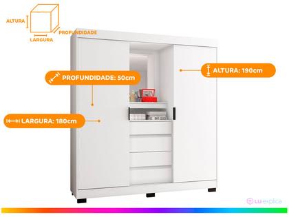 Imagem de Guarda-roupa Casal com Espelho 2 Portas de Correr 4 Gavetas Araplac Sintra CAP24024