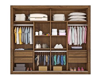 Imagem de Guarda-roupa Casal com Espelho 2 Portas de Correr 4 Gavetas Móveis Europa Merida