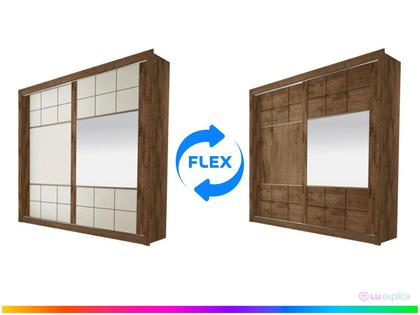 Imagem de Guarda-roupa Casal com Espelho 2 Portas de Correr 4 Gavetas Móveis Europa Merida
