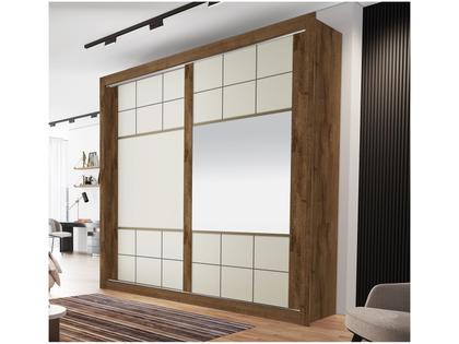 Imagem de Guarda-roupa Casal com Espelho 2 Portas de Correr 4 Gavetas Móveis Europa Merida