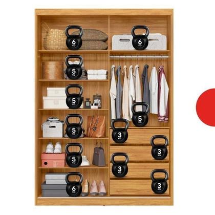 Imagem de Guarda-Roupa Casal com Espelho 2 Portas de Correr e 4 Gavetas 100% MDF London Cinamon/Off-White