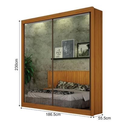 Imagem de Guarda Roupa Casal com Espelho 2 Portas de Correr Em MDF São Paulo Leifer