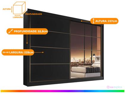 Imagem de Guarda-roupa Casal com Espelho 2 Portas de Correr Made Marcs Moscou